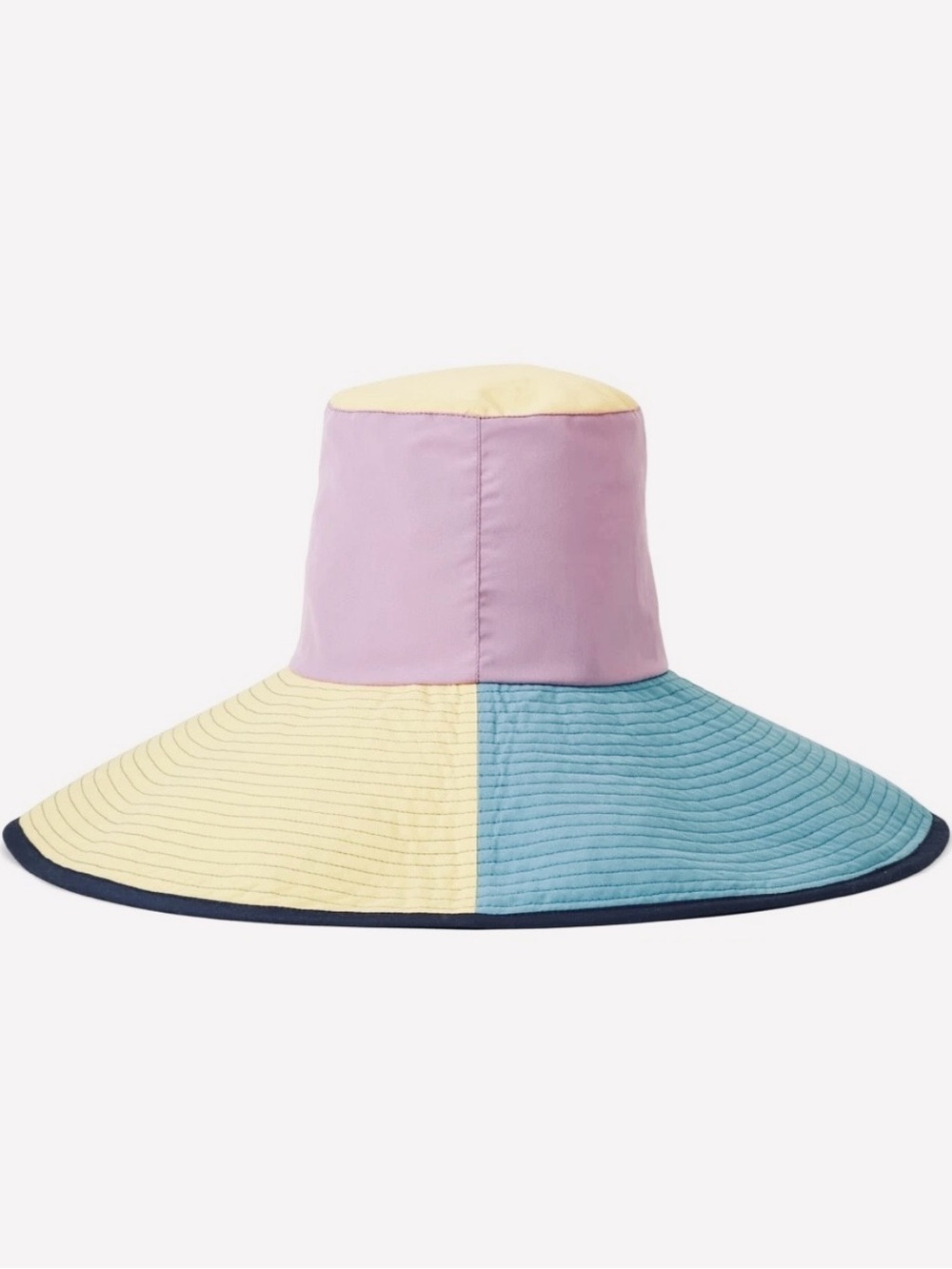 Brixton Colorblock Wide-Brim Hat Buttercup Yellow Lavender Dusty Blue XS/S NWT